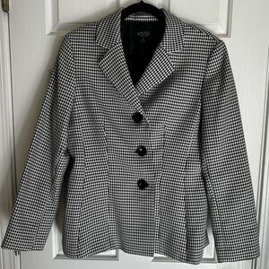KASPER | Woman’s Blazer Sz 12 | Black and White Houndstooth